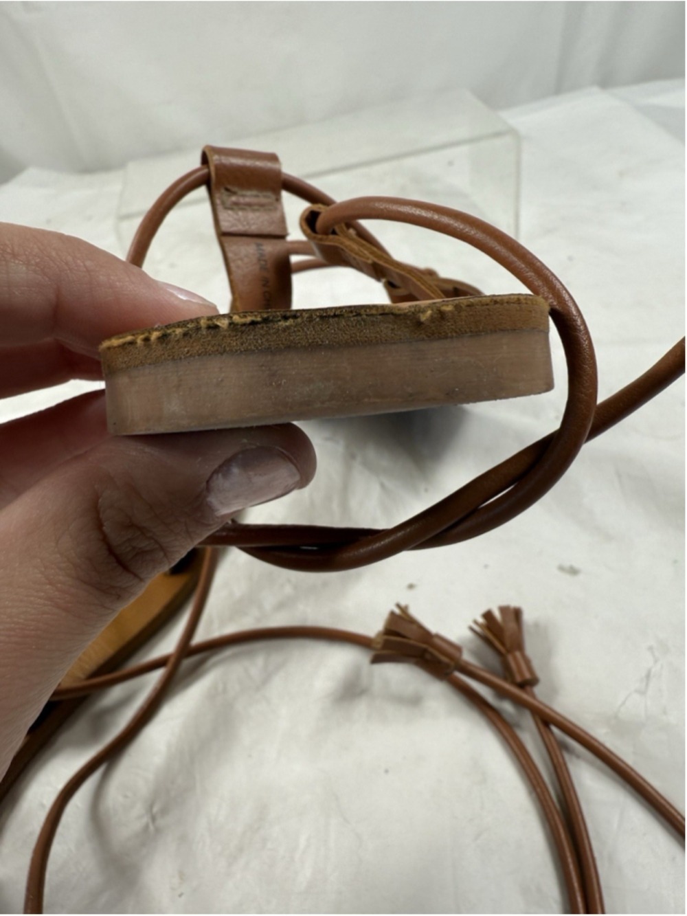 Abercrombie & Fitch Lace Up Gladiator Sandals size 6.5 Brown Strappy Cottagecore - Picture 9 of 15